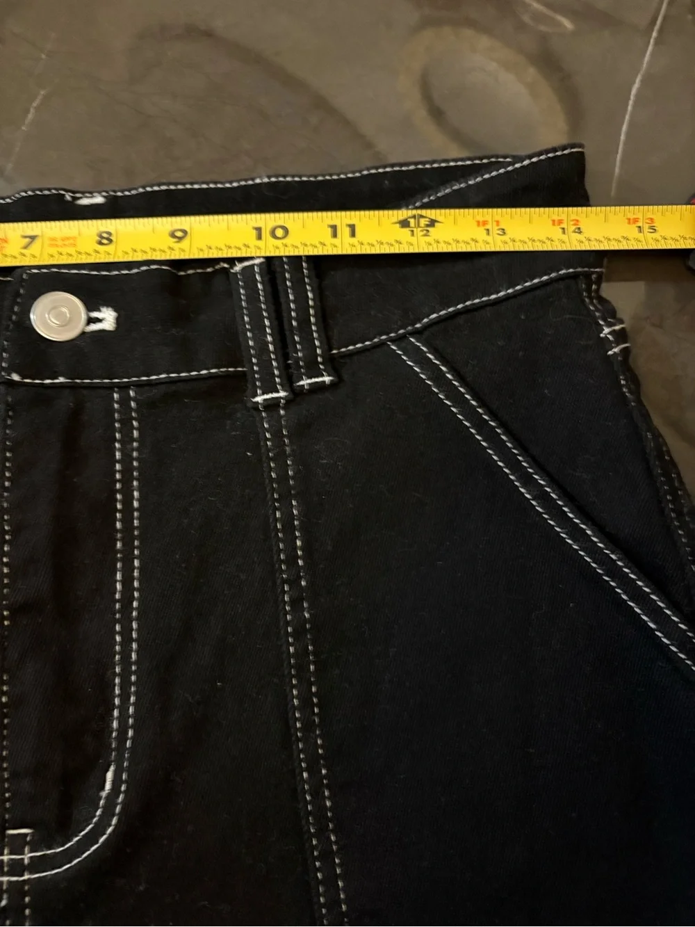 Altar'd State Black Wide-Leg Cargo Pants with White Contrast Stitching Large - Picture 7 of 9